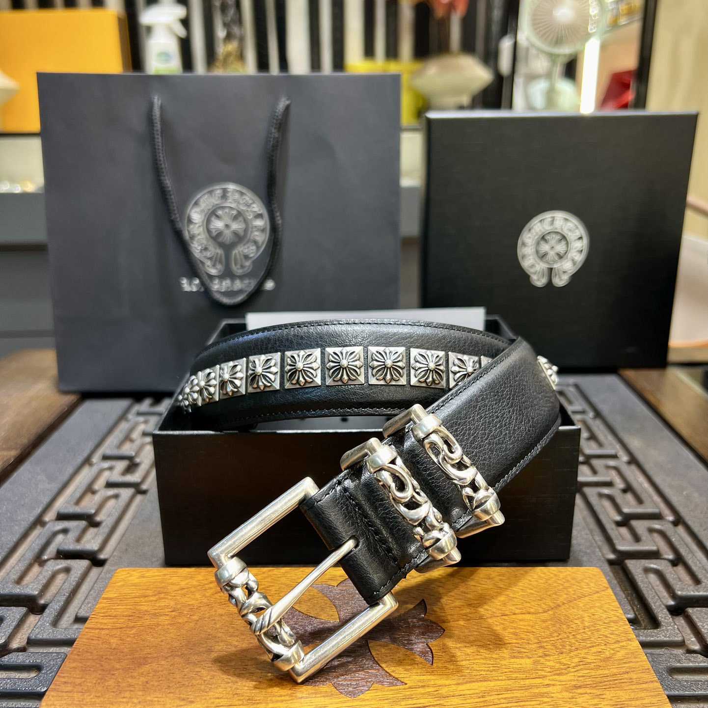 Chrome Hearts Retro Punk Rock Genuine Leather Belt   38MM - EUR FASHION