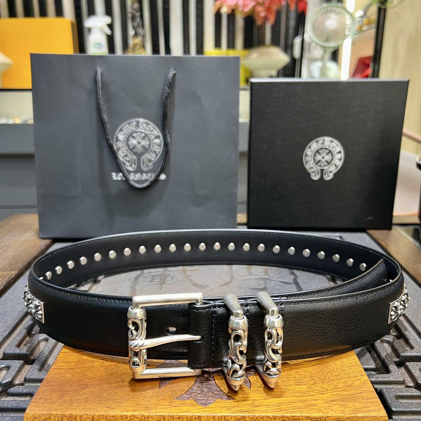 Chrome Hearts Retro Punk Rock Genuine Leather Belt   38MM - EUR FASHION