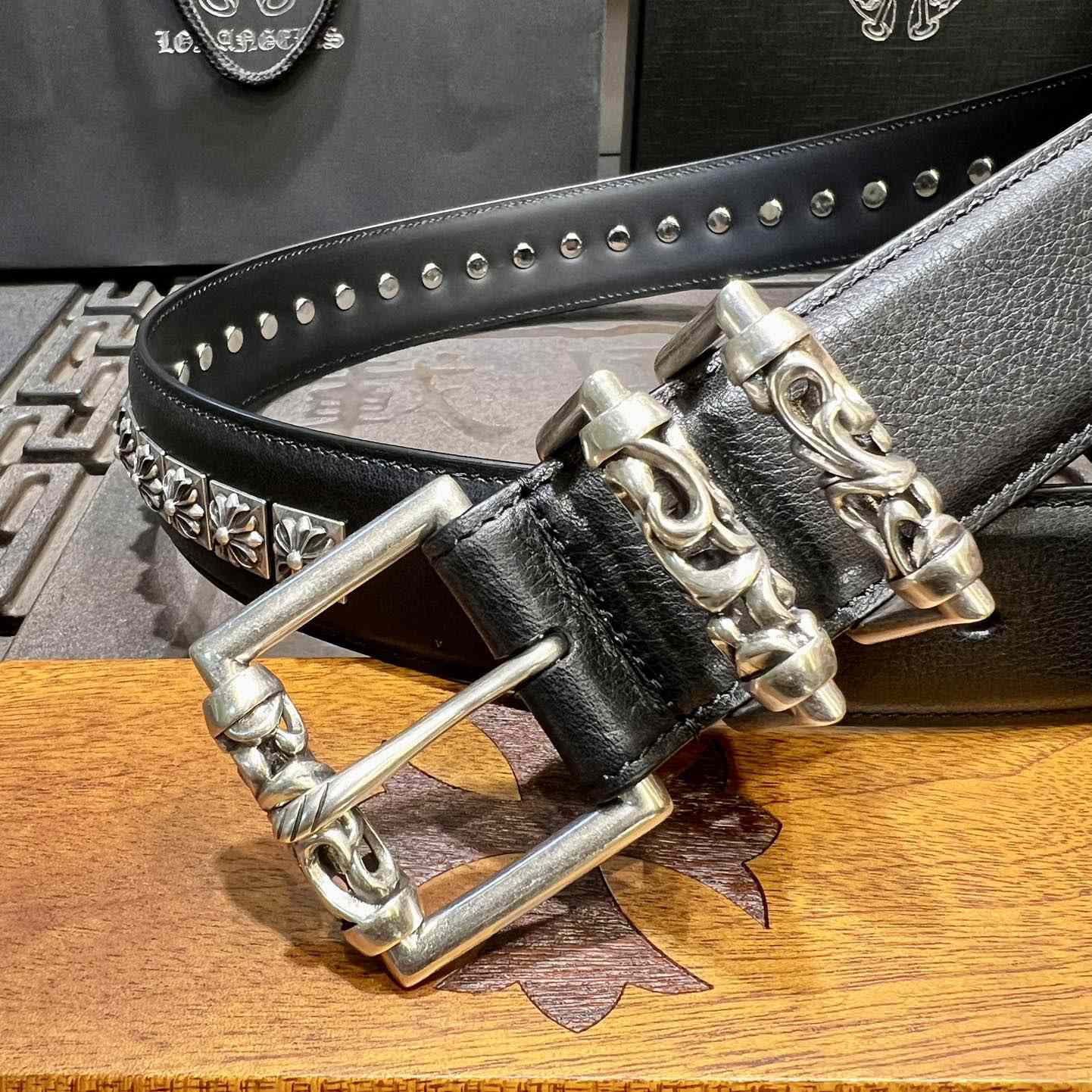 Chrome Hearts Retro Punk Rock Genuine Leather Belt   38MM - EUR FASHION