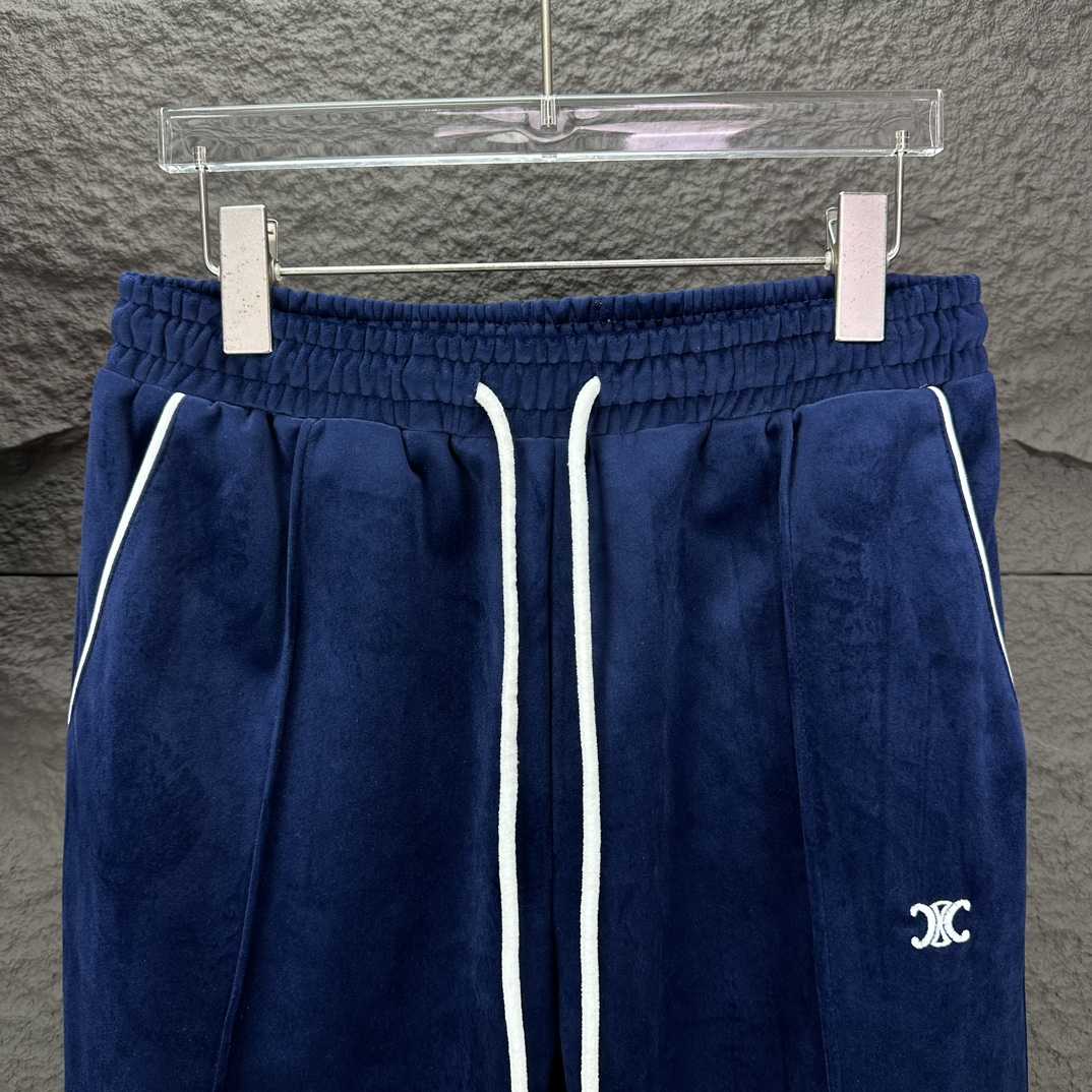 Celine Straight-Leg Logo-Embroidered Cotton-Blend Velour Track Pants - EUR FASHION