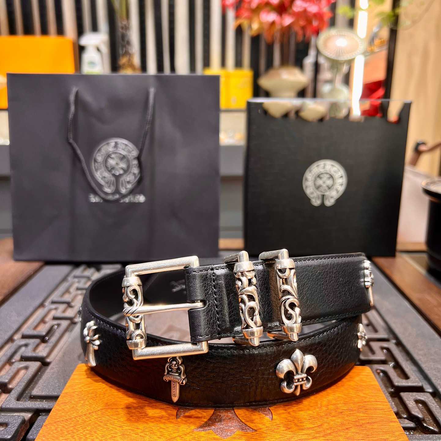 Chrome Hearts Retro Punk Rock Genuine Leather Belt   38MM - EUR FASHION
