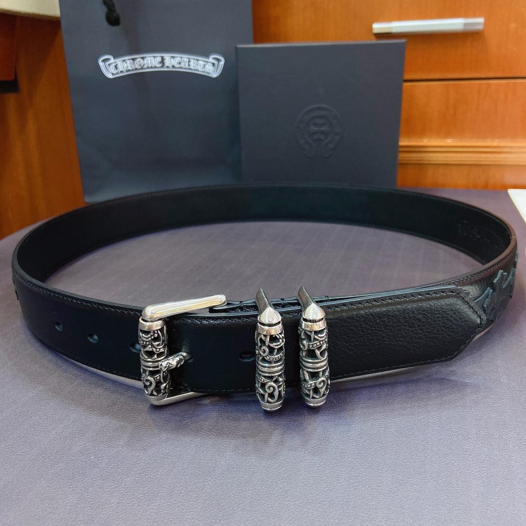 Chrome Hearts Leather Belt   38MM - EUR FASHION