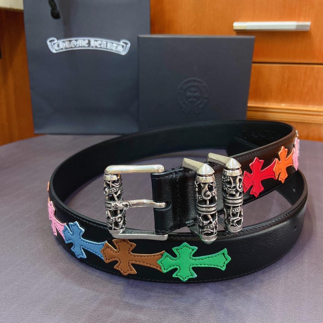 Chrome Hearts Leather Belt   38MM - EUR FASHION