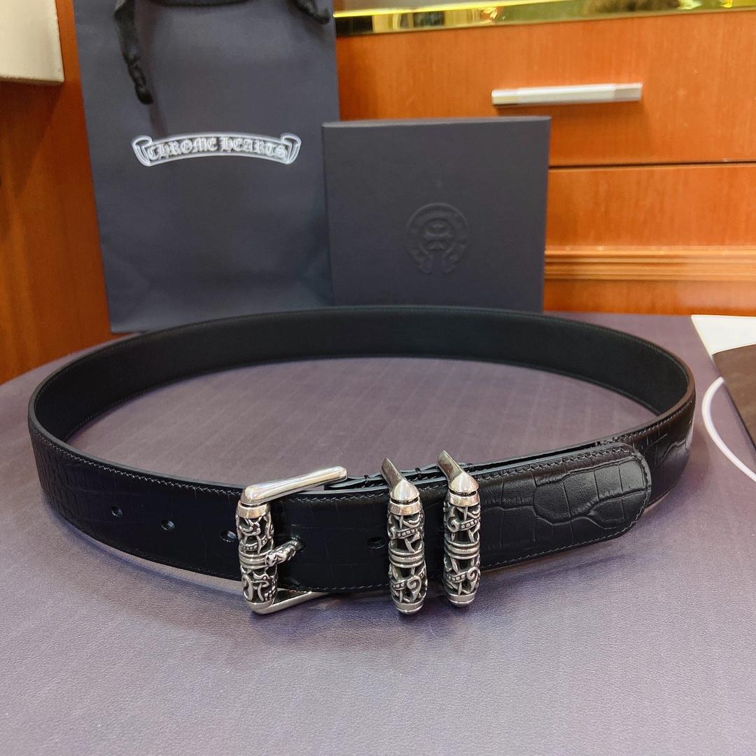 Chrome Hearts Leather Belt   38MM - EUR FASHION