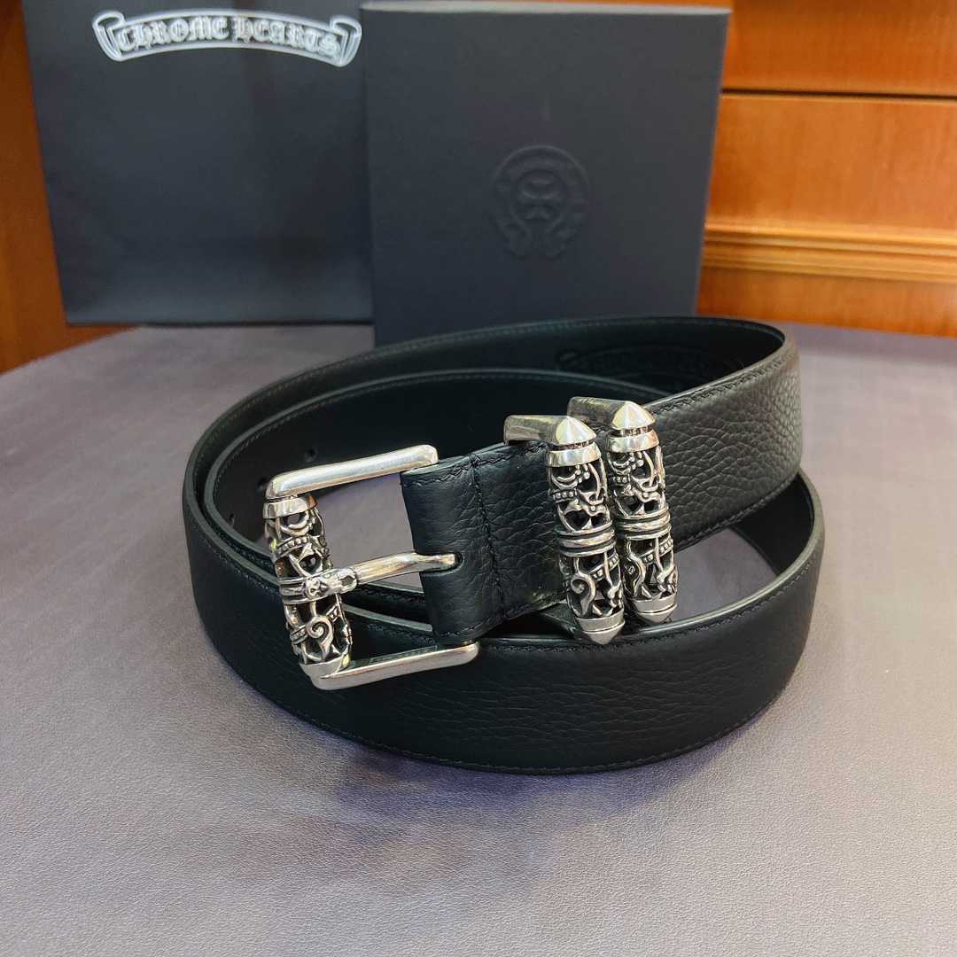 Chrome Hearts Leather Belt   38MM - EUR FASHION