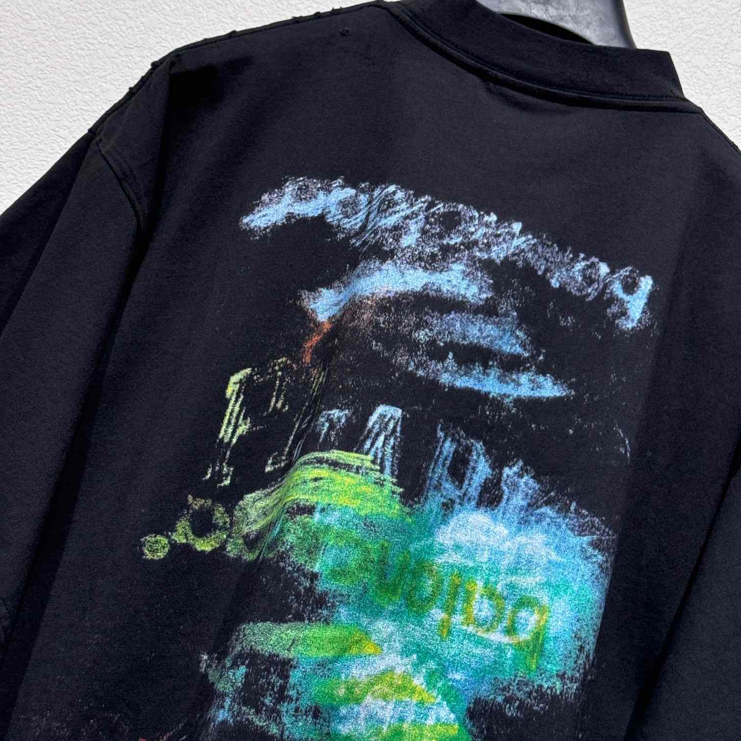 Balenciaga DIY Imprint T-Shirt In Washed Black Vintage Jersey - EUR FASHION
