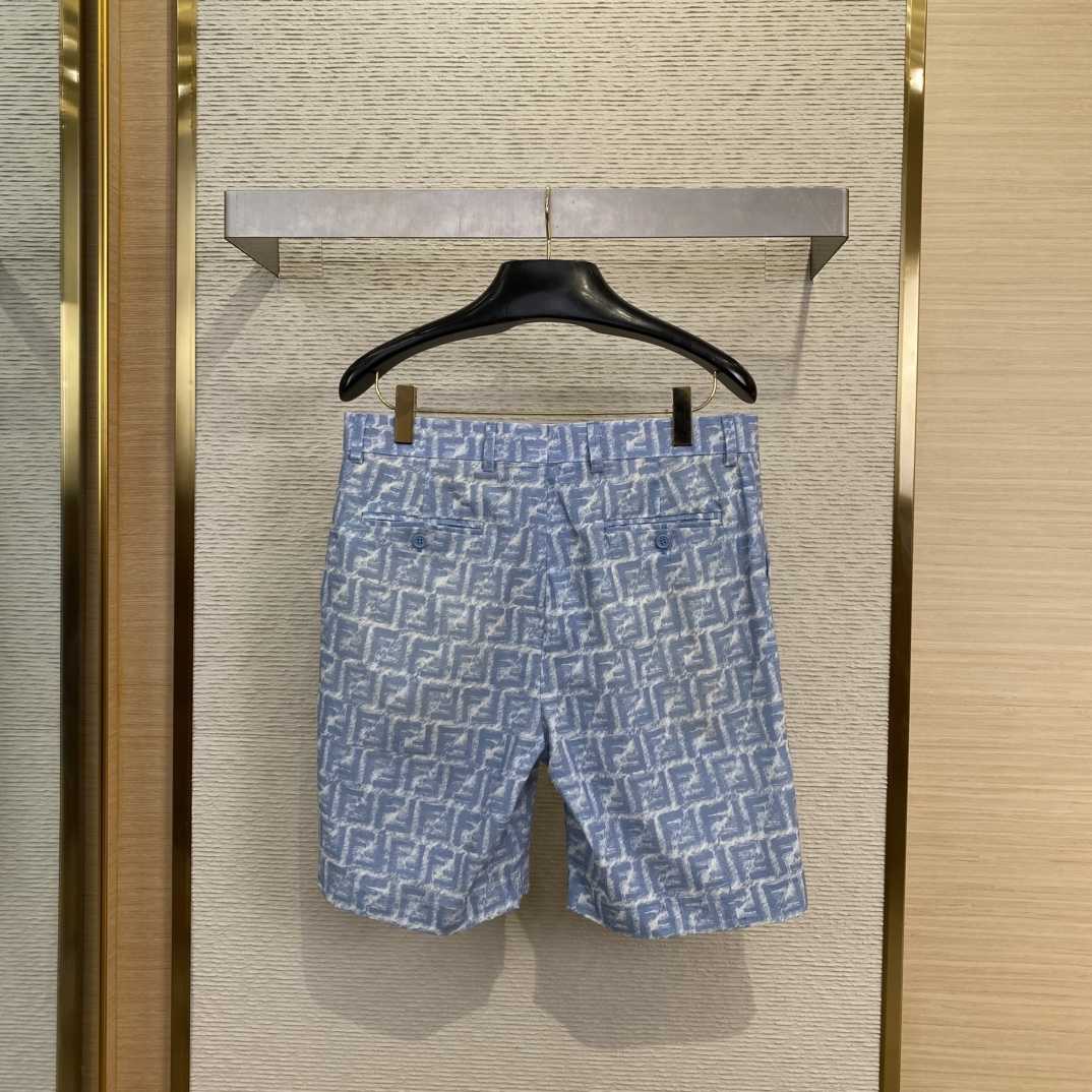 Fendi Blue FF Linen Shorts - EUR FASHION