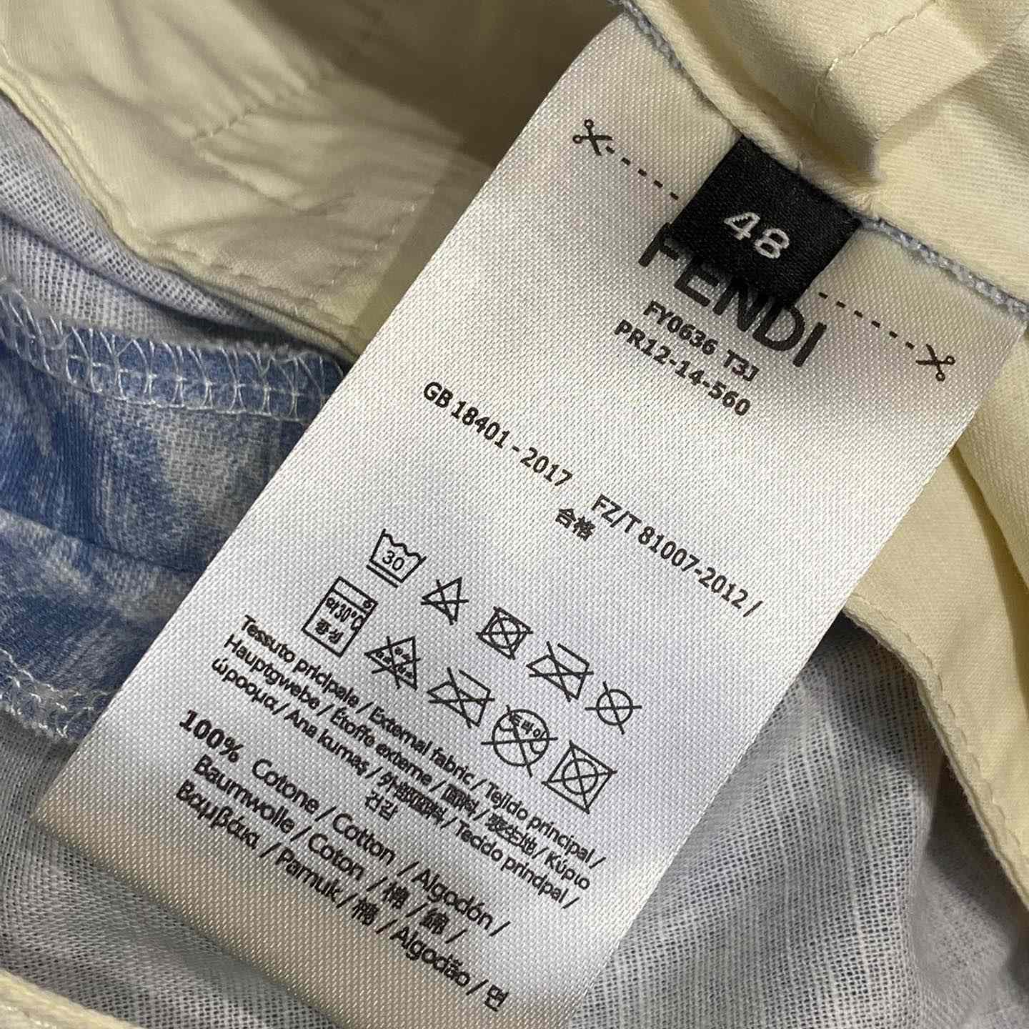 Fendi Blue FF Linen Shorts - EUR FASHION