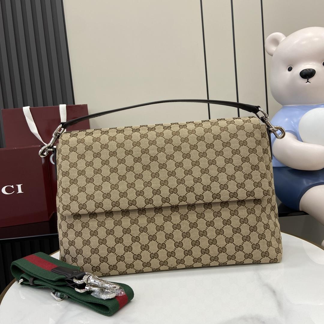 Gucci Medium GG Crossbody Bag With Web - EUR FASHION