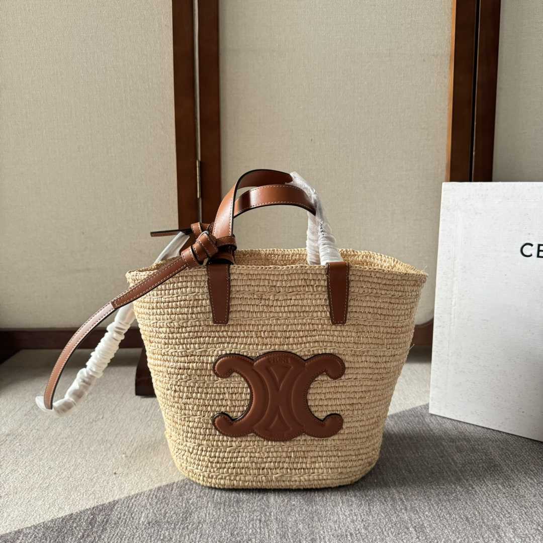 Celine Teen Supple Celine Classic Panier In Raffia And Calfskin - EUR FASHION