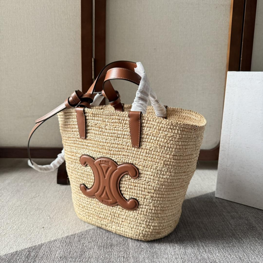 Celine Teen Supple Celine Classic Panier In Raffia And Calfskin - EUR FASHION