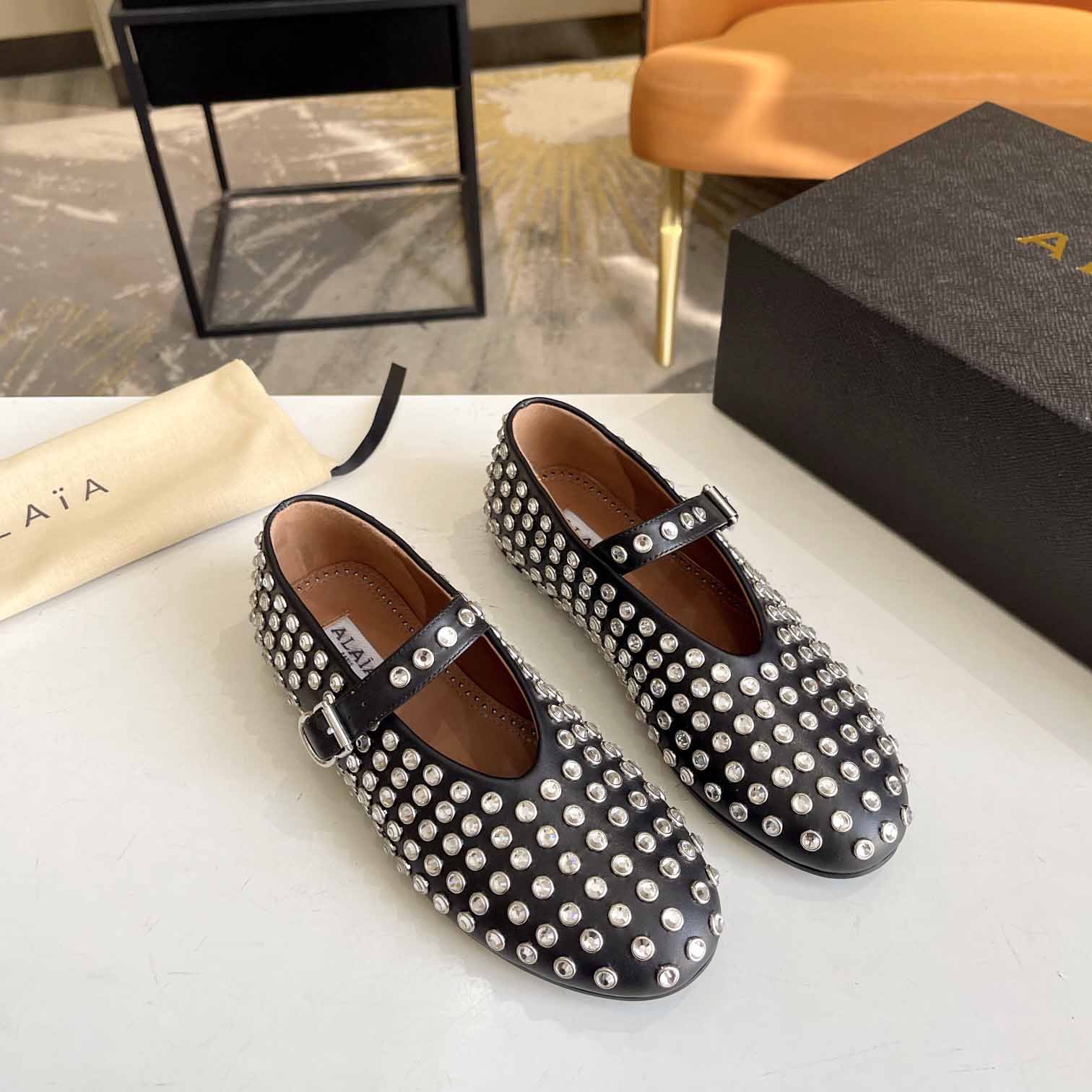 Alaïa Strass Lambskin Ballet Flats - EUR FASHION