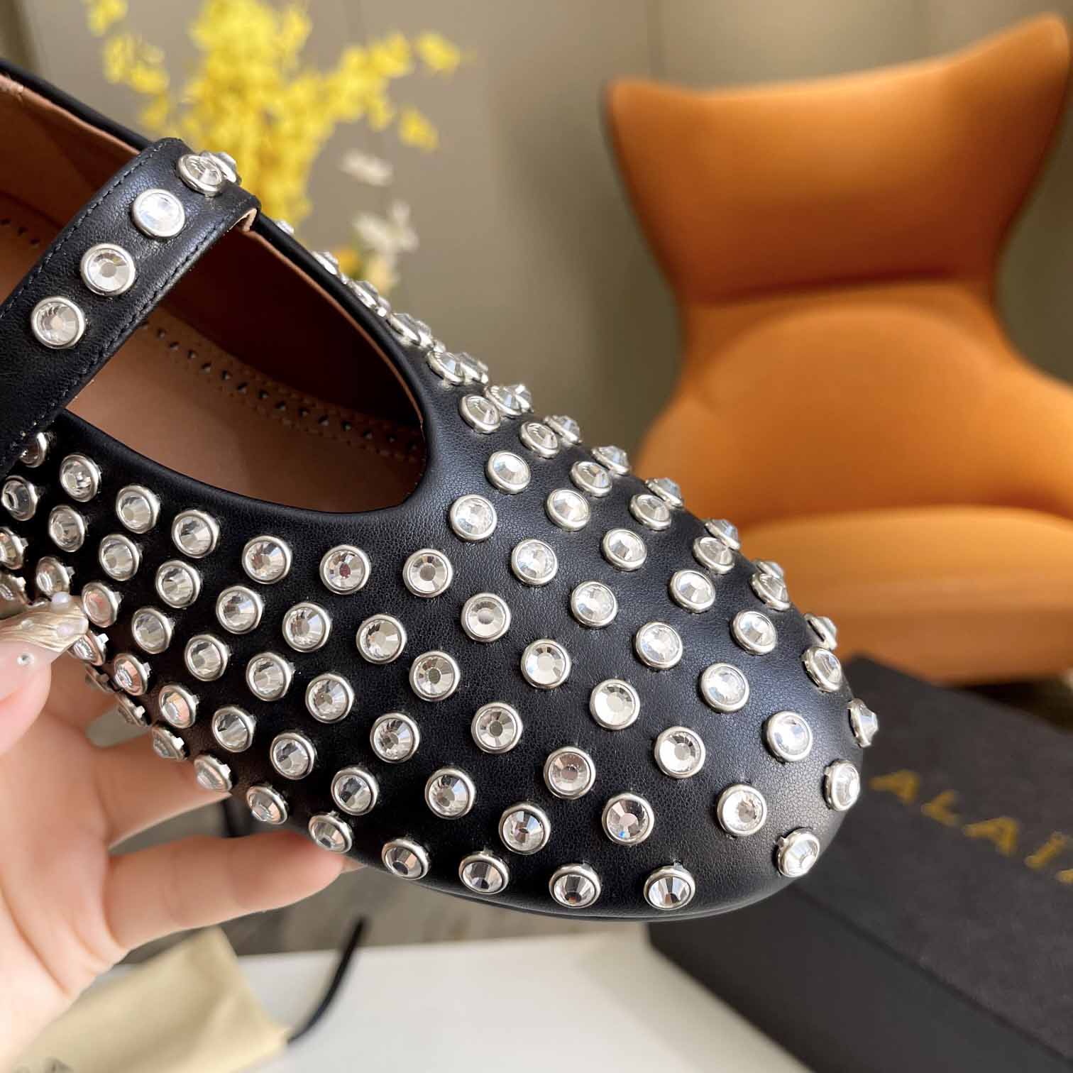 Alaïa Strass Lambskin Ballet Flats - EUR FASHION