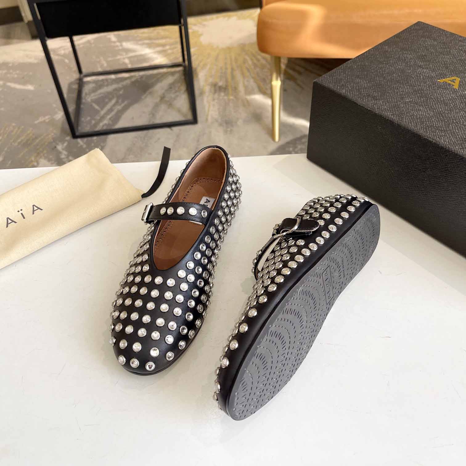 Alaïa Strass Lambskin Ballet Flats - EUR FASHION