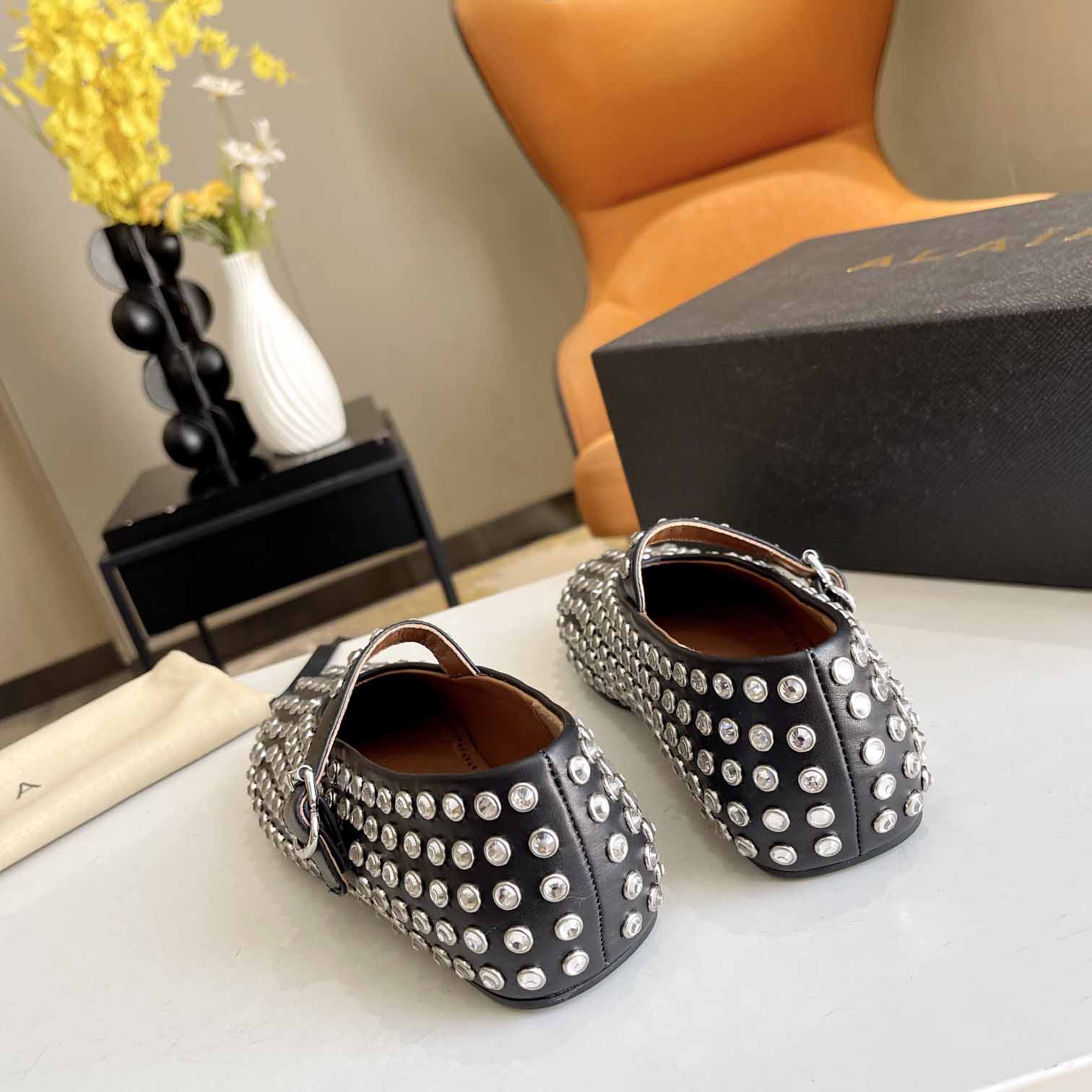 Alaïa Strass Lambskin Ballet Flats - EUR FASHION