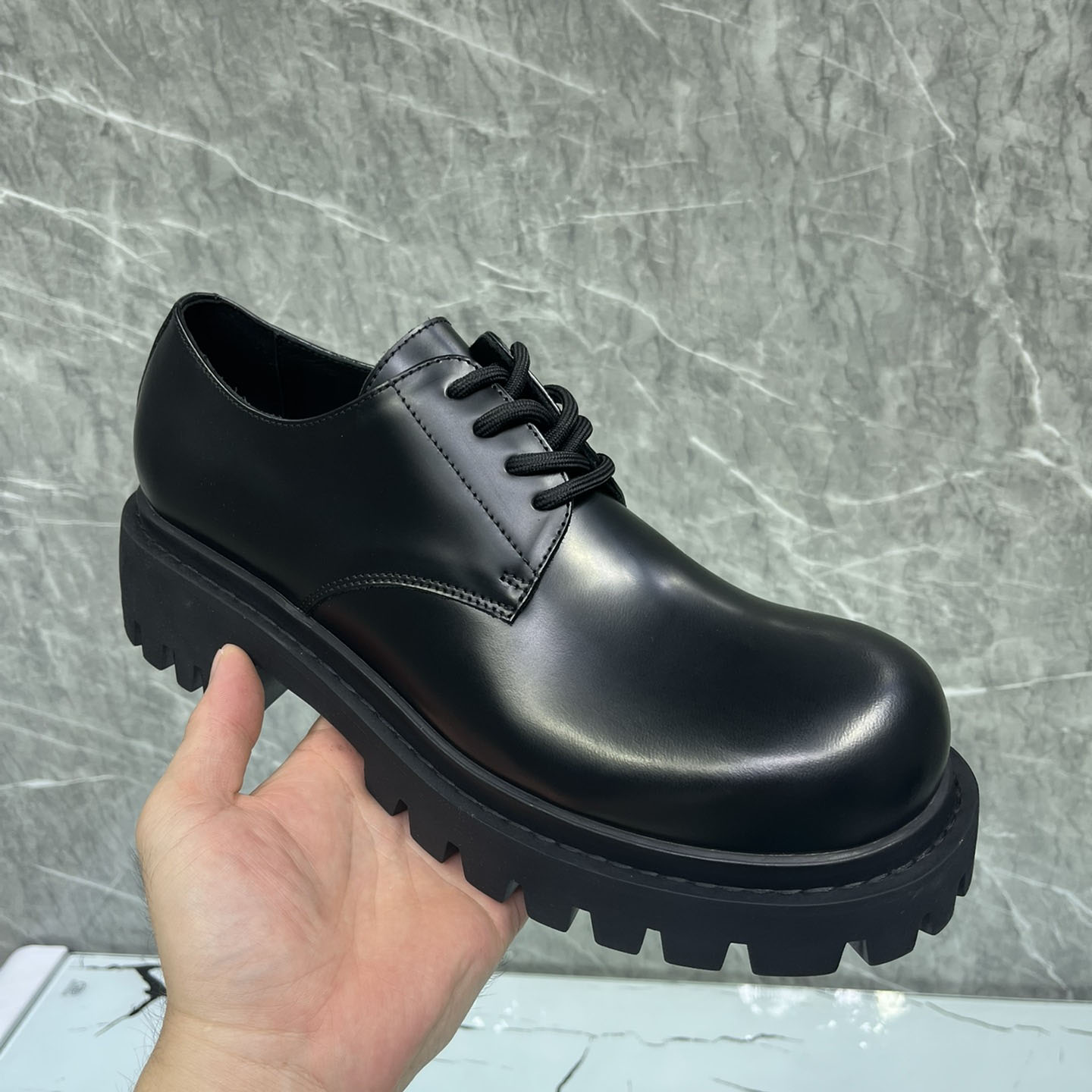 Balenciaga Hummer Derbie In Black Matte Calfskin - EUR FASHION