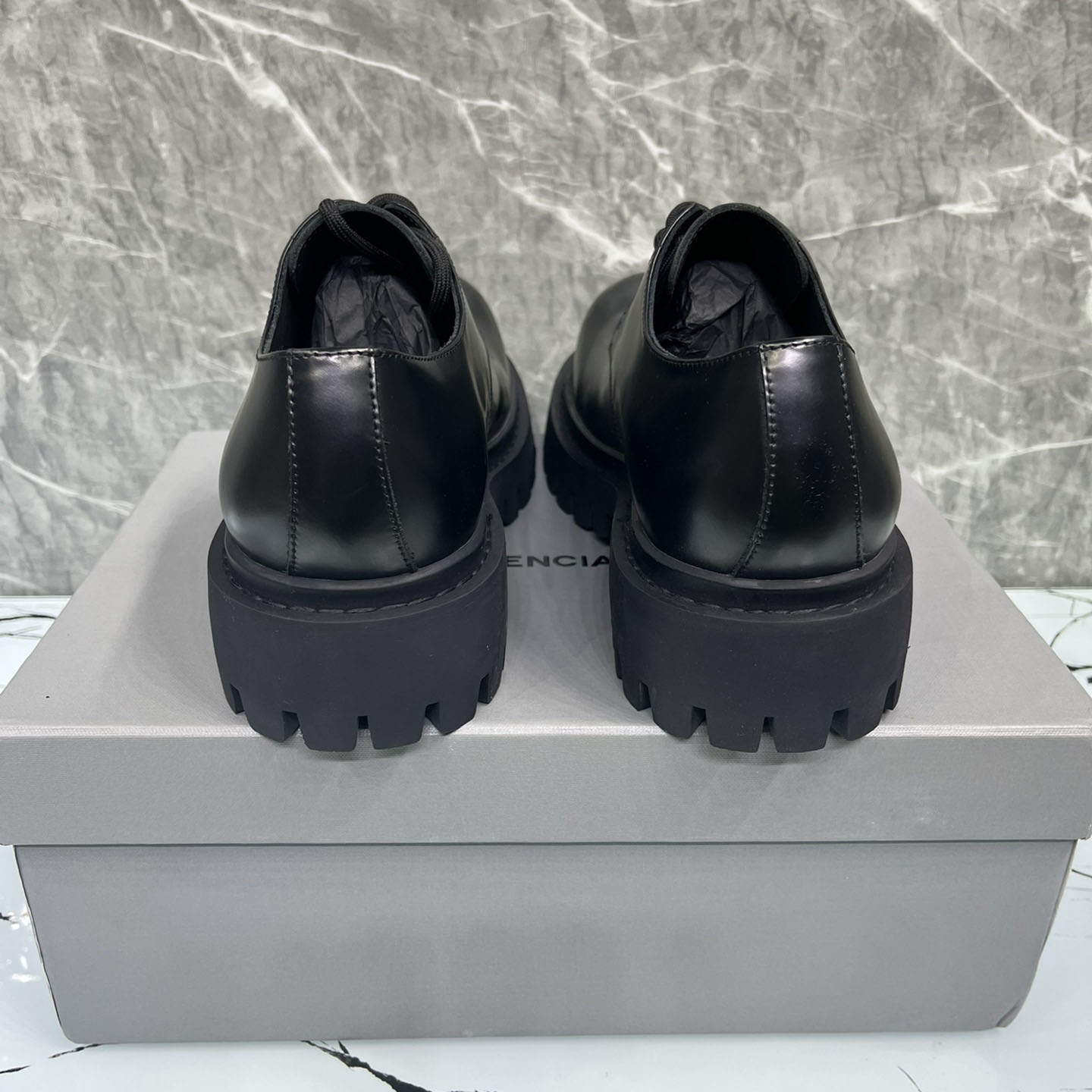 Balenciaga Hummer Derbie In Black Matte Calfskin - EUR FASHION
