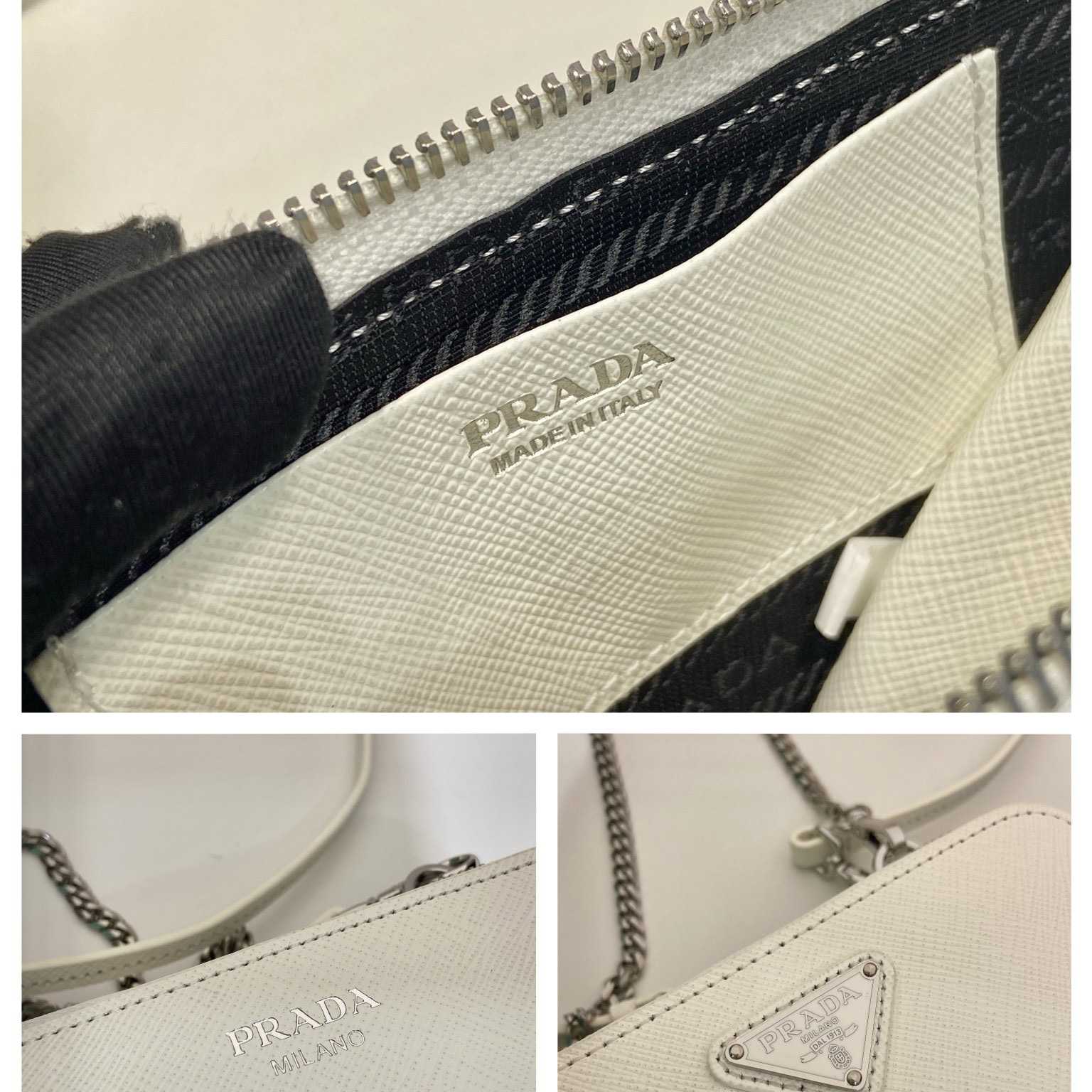 Prada Triangular Embellished Satin And Leather Mini-pouch - EUR FASHION