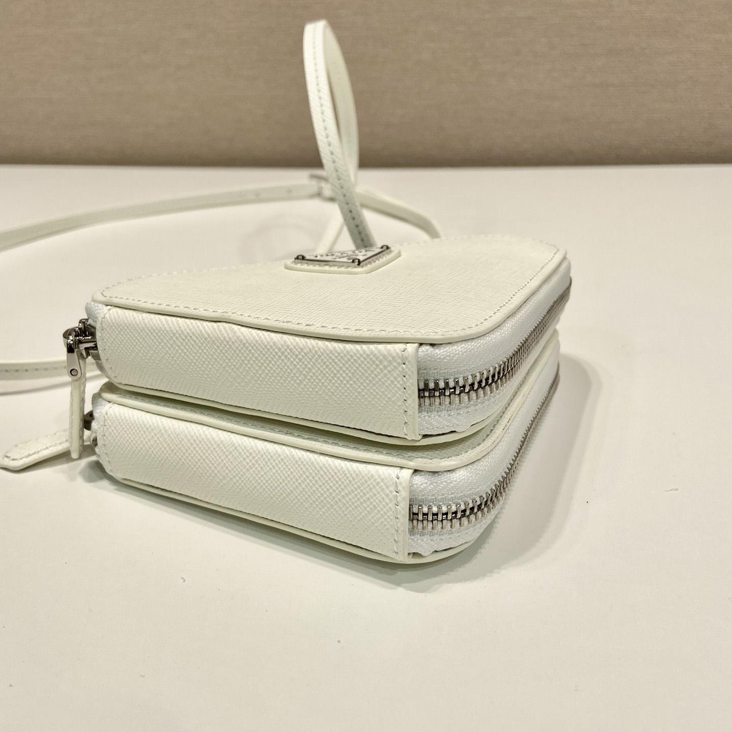 Prada Triangular Embellished Satin And Leather Mini-pouch - EUR FASHION