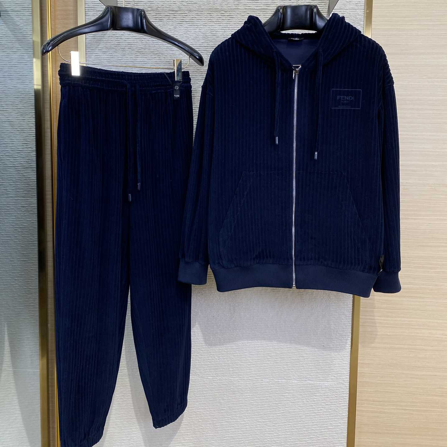 Fendi Blue Velvet Sweatshirt And Corduroy Trousers - EUR FASHION