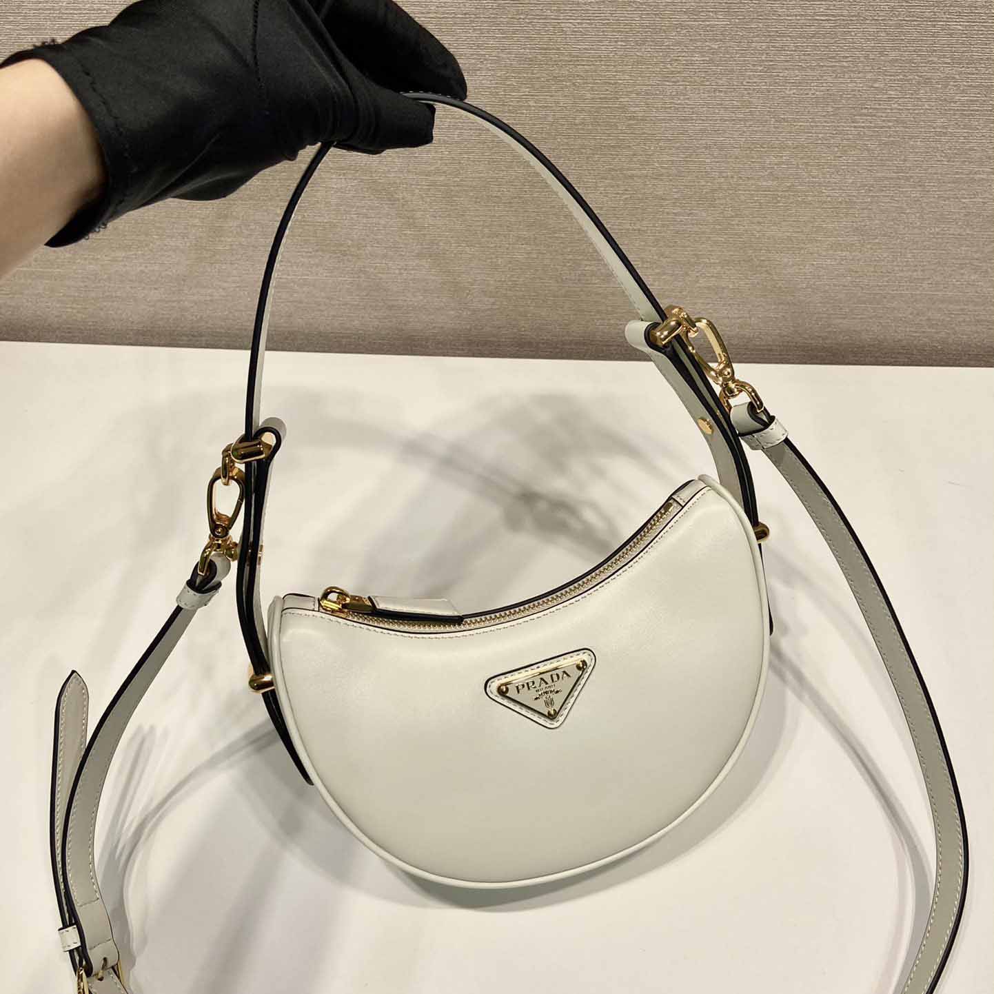 Prada Arqué Small Leather Shoulder Bag - EUR FASHION