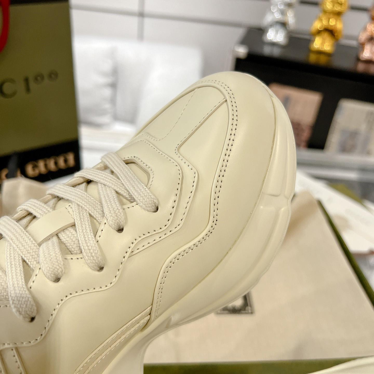 Gucci Rhyton Logo Ivory Leather Sneaker - EUR FASHION