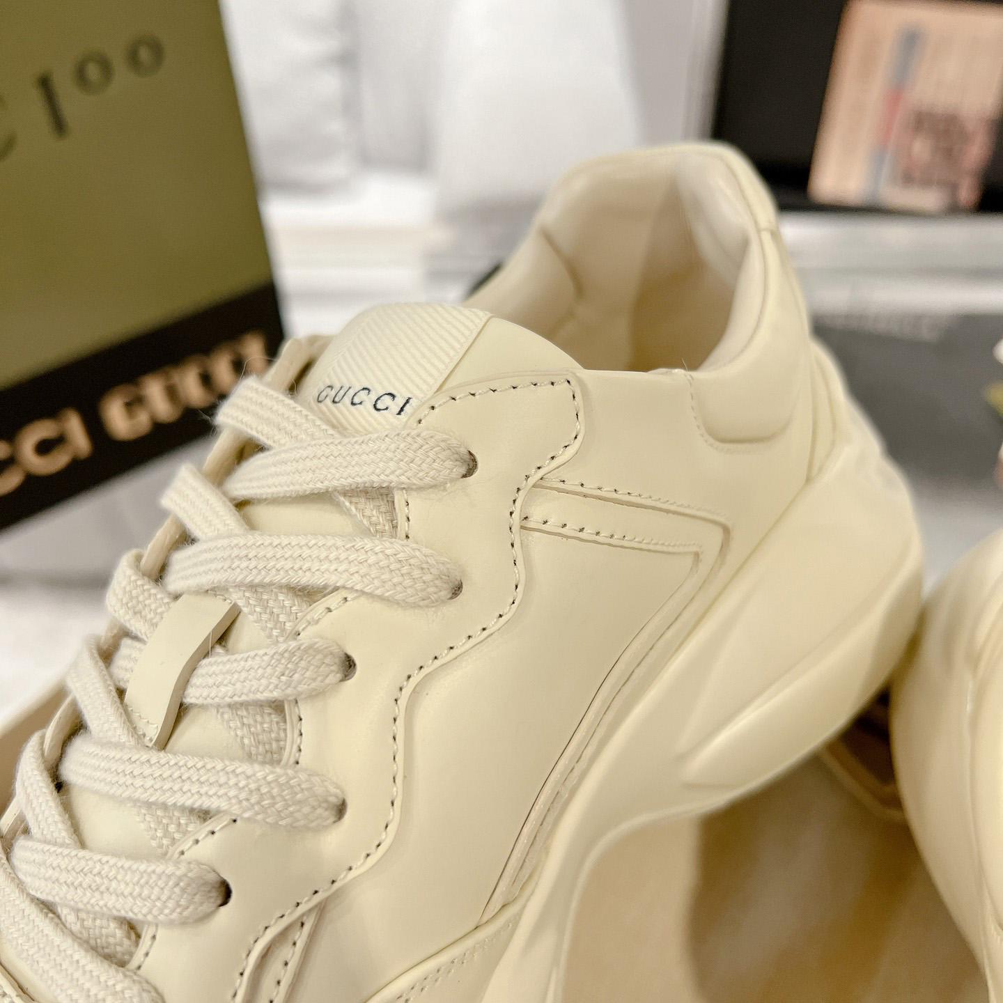 Gucci Rhyton Logo Ivory Leather Sneaker - EUR FASHION