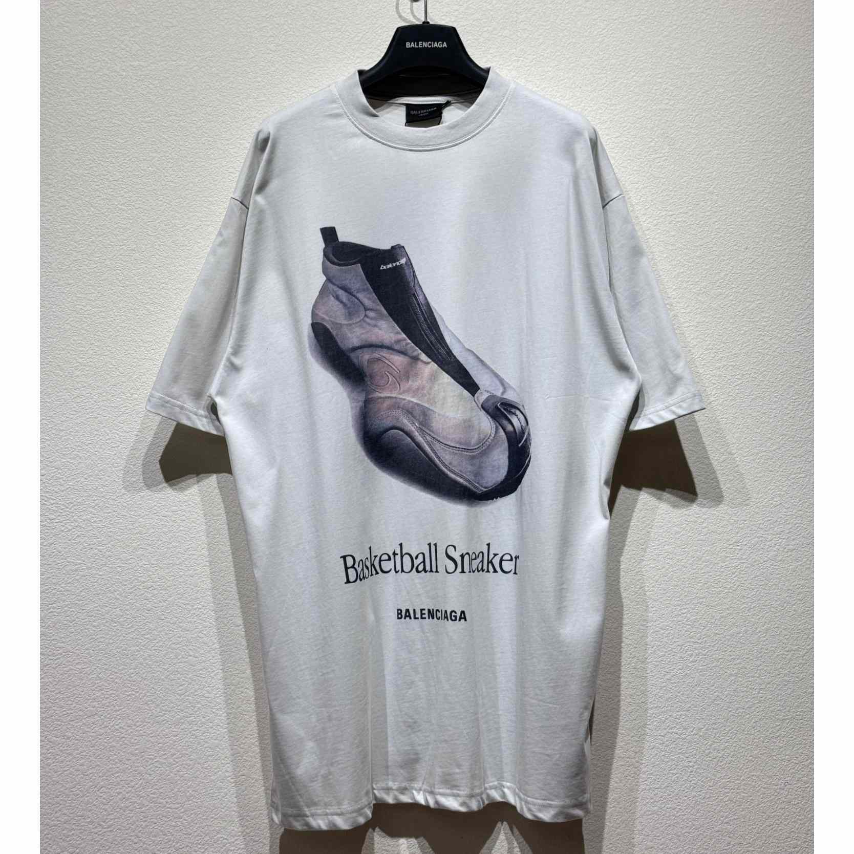 Balenciaga Basketball Sneaker T-Shirt Oversized In Dirty White Dry Jersey - EUR FASHION