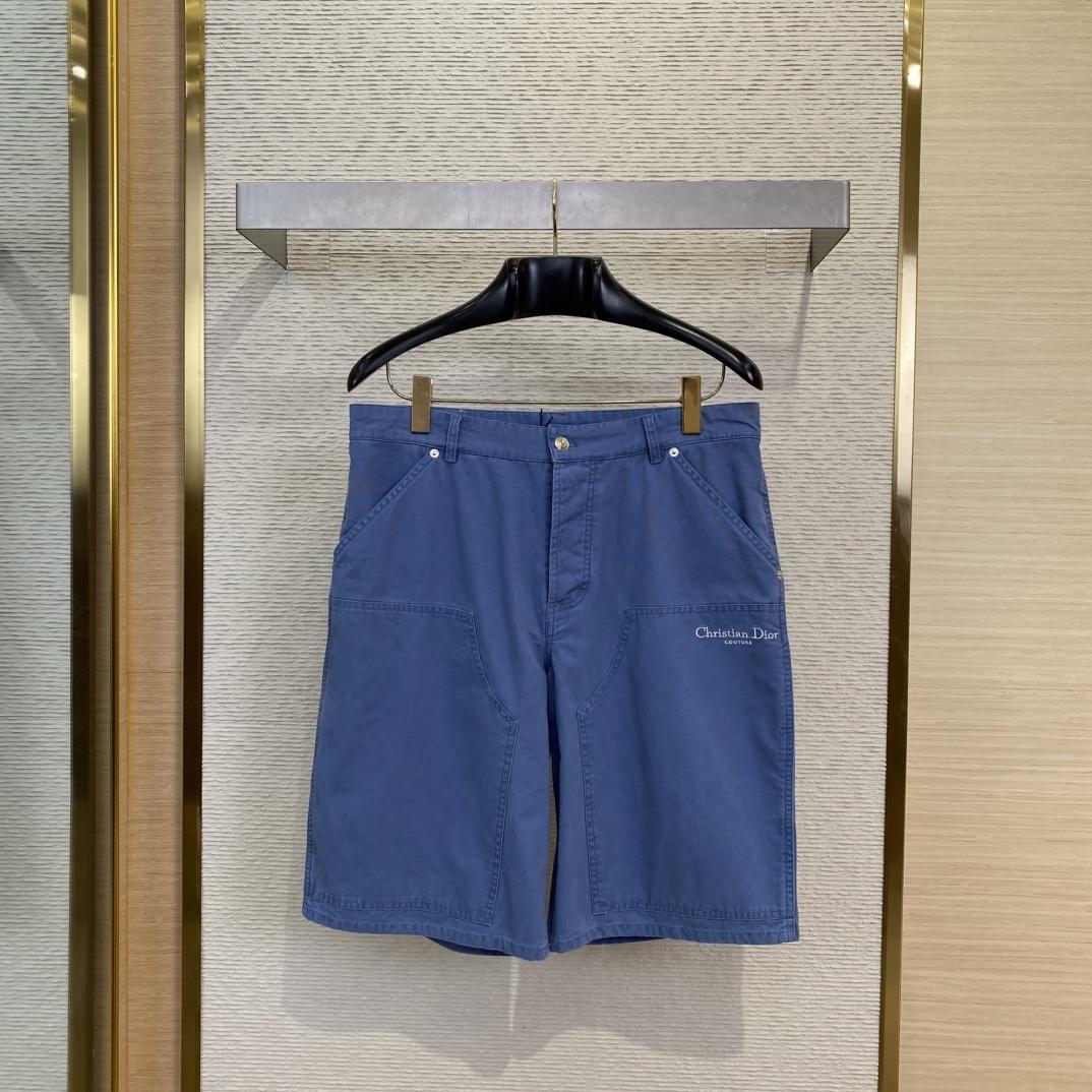 Christian Dior Couture Carpenter Shorts Blue Cotton Denim  - EUR FASHION