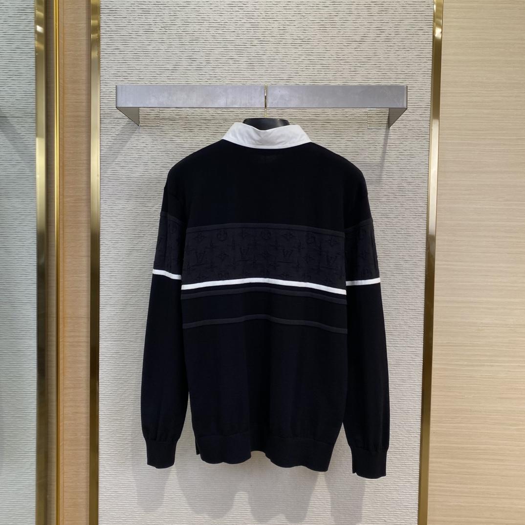 Louis Vuitton Monogram Jacquard Long-Sleeved Polo Shirt   1AGTMB - EUR FASHION