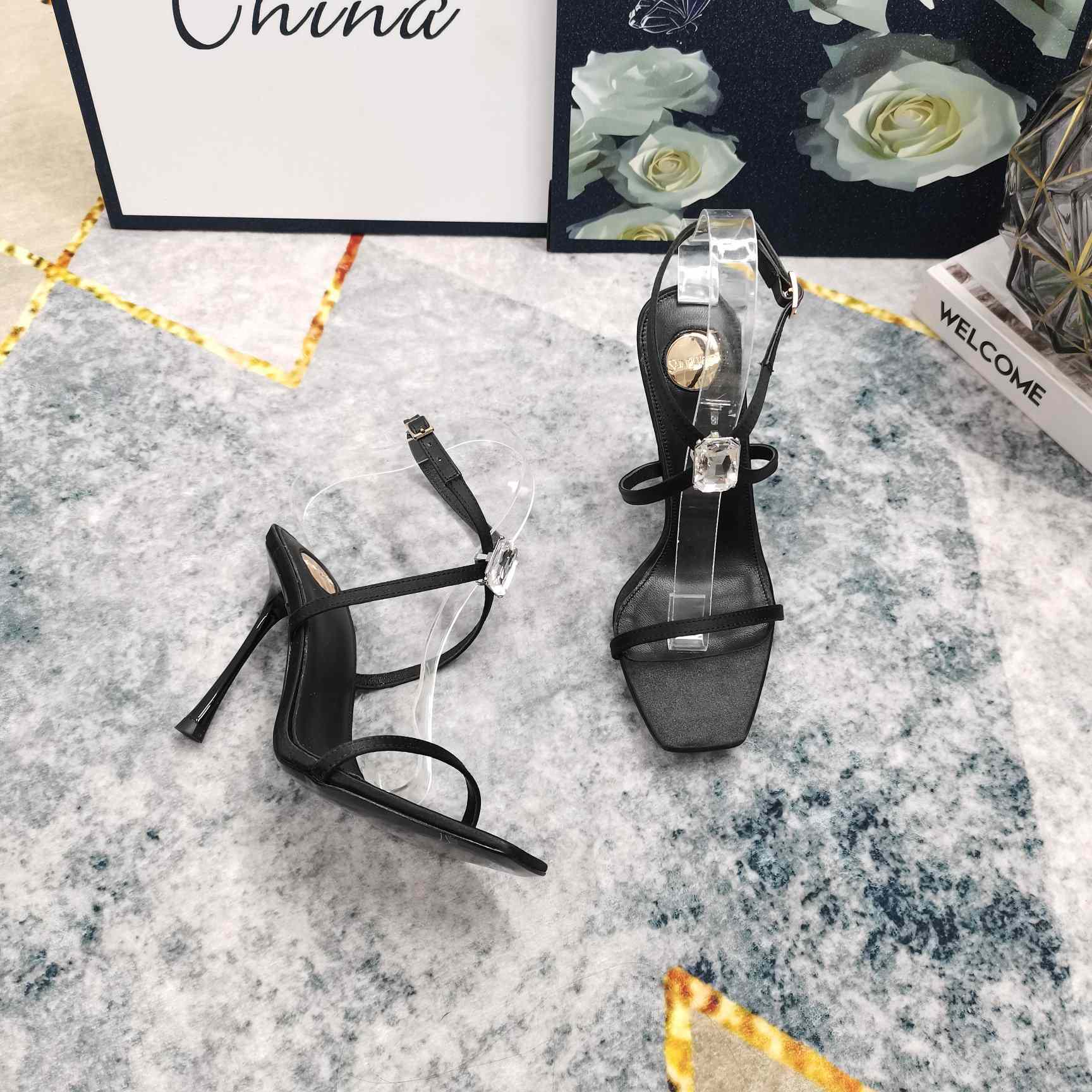Saint Laurent Harlow Sandals In Satin Crepe And Crystals - EUR FASHION