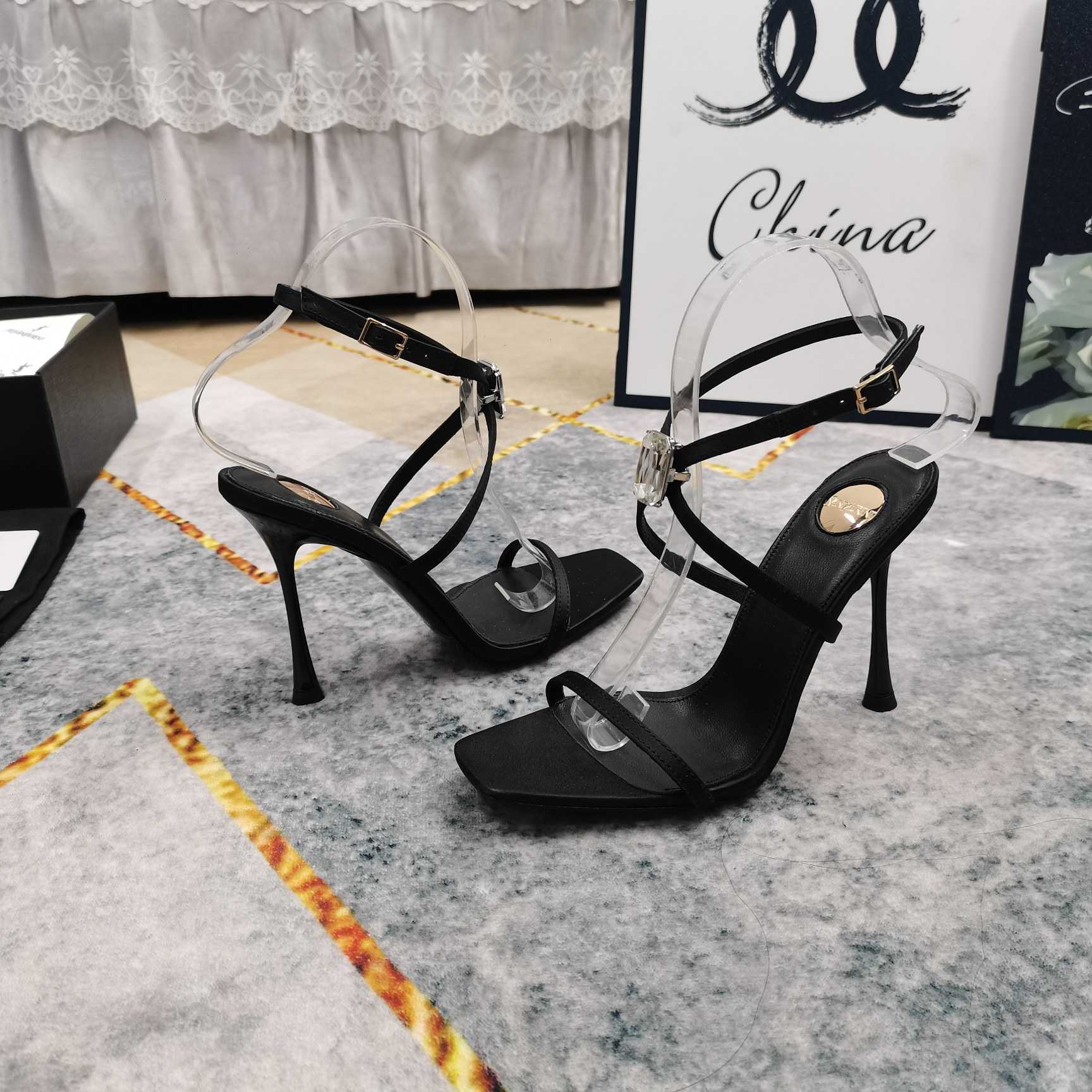 Saint Laurent Harlow Sandals In Satin Crepe And Crystals - EUR FASHION