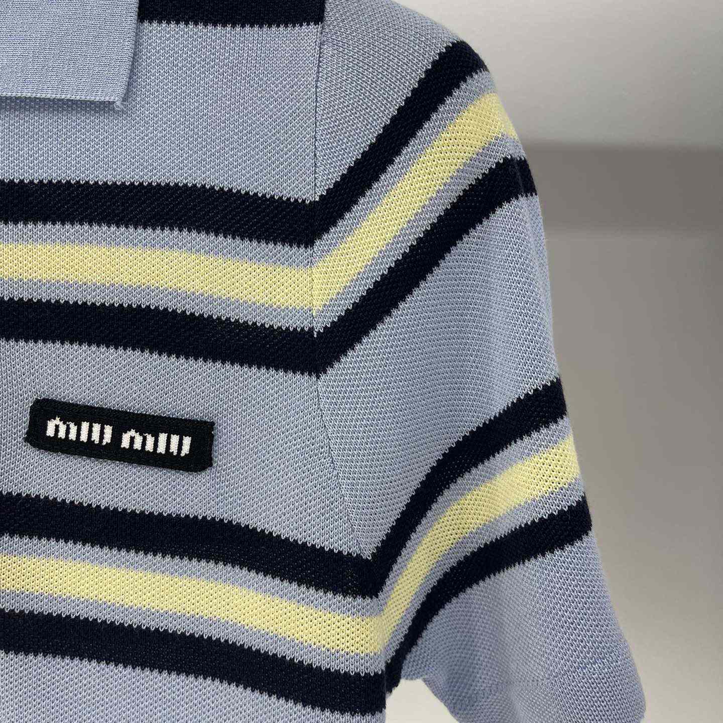 Miu Miu Striped Knitted Cotton Polo Shirt - EUR FASHION