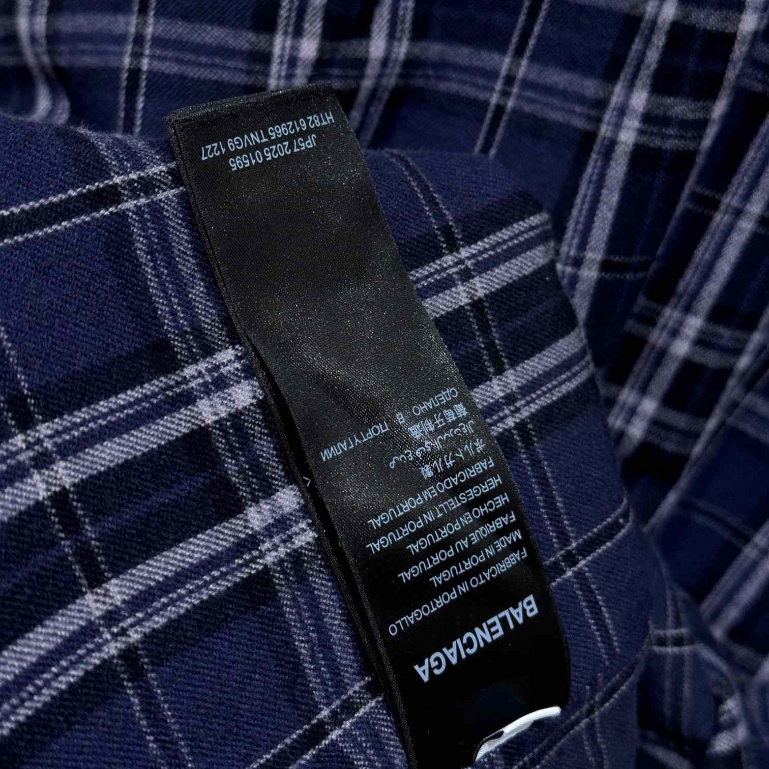 Balenciaga BB Center Logo Blue Check Hood Jacket - EUR FASHION