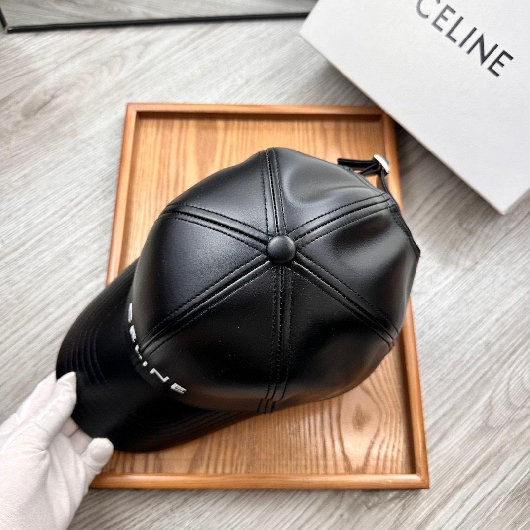 Celine Black Leather Baseball Cap - EUR FASHION