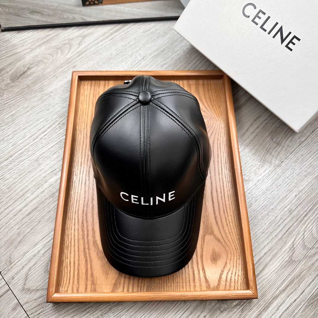 Celine Black Leather Baseball Cap - EUR FASHION