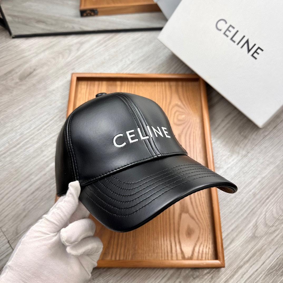 Celine Black Leather Baseball Cap - EUR FASHION