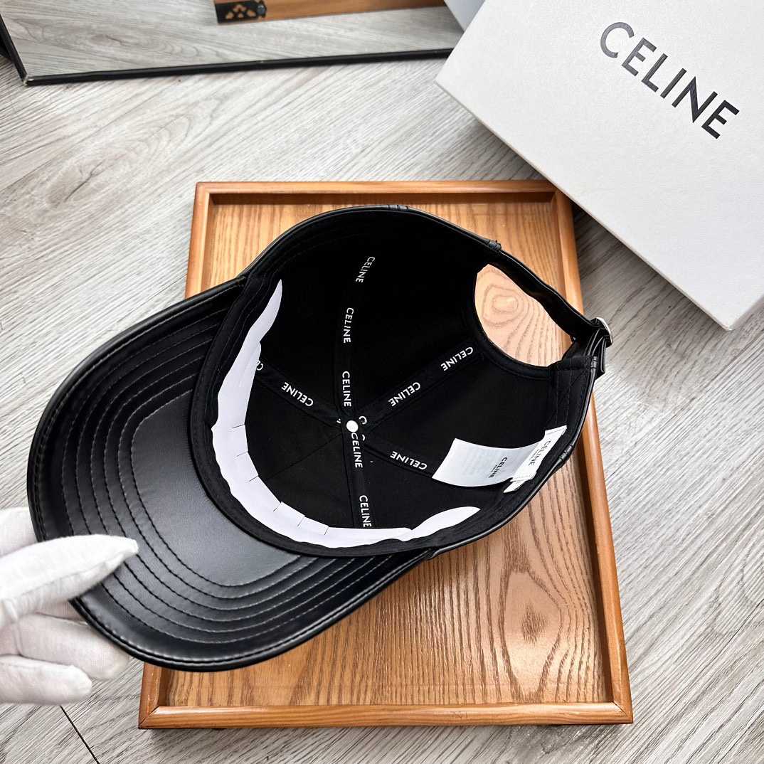 Celine Black Leather Baseball Cap - EUR FASHION