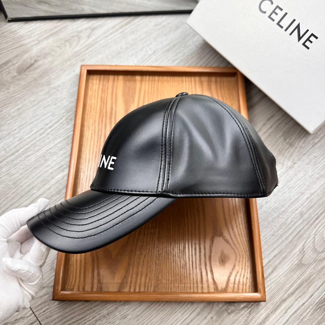 Celine Black Leather Baseball Cap - EUR FASHION