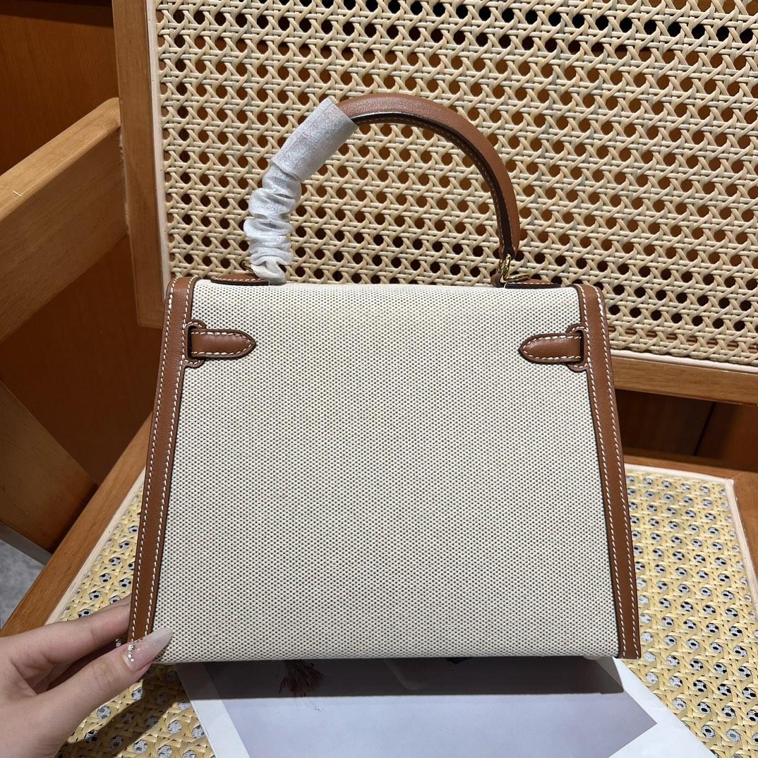 Hermes Vintage Toile & Barenia Kelly 25 - EUR FASHION