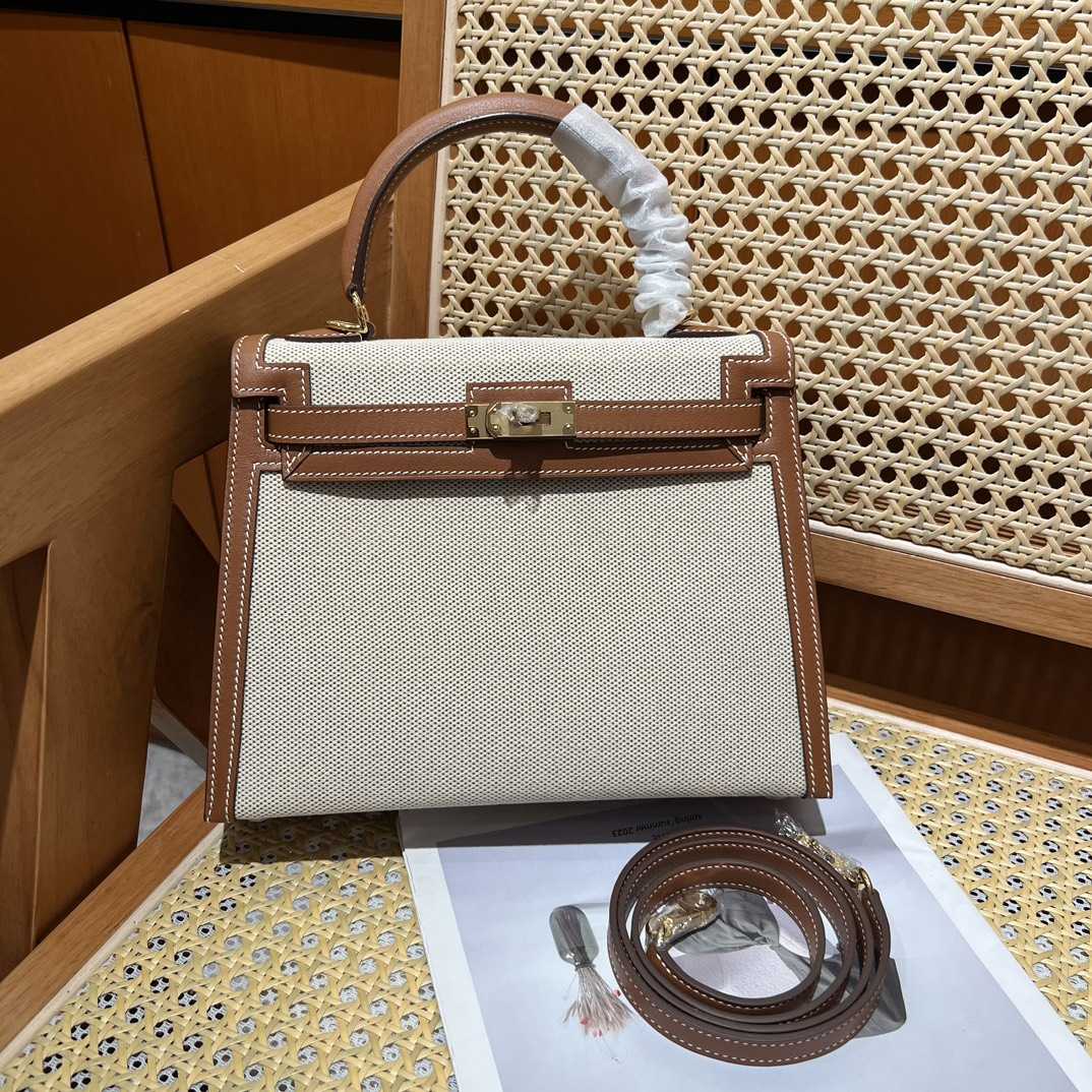 Hermes Vintage Toile & Barenia Kelly 25 - EUR FASHION