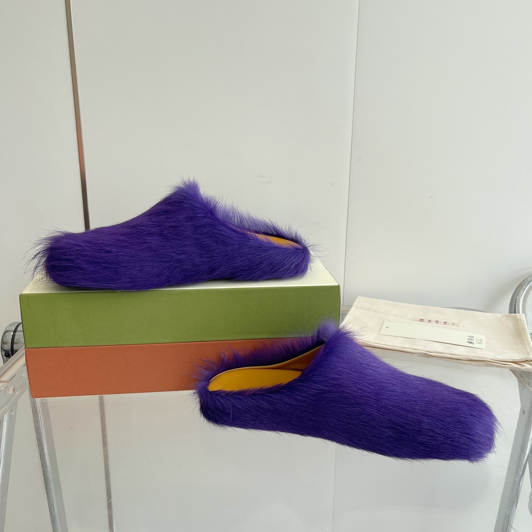 Marni Long Hair Calfskin Fussbett Sabot - EUR FASHION