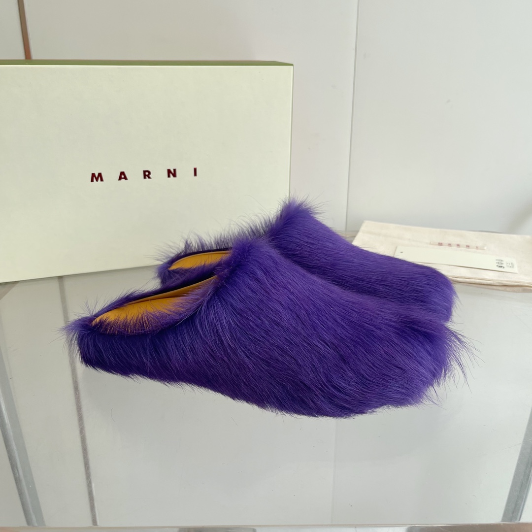 Marni Long Hair Calfskin Fussbett Sabot - EUR FASHION
