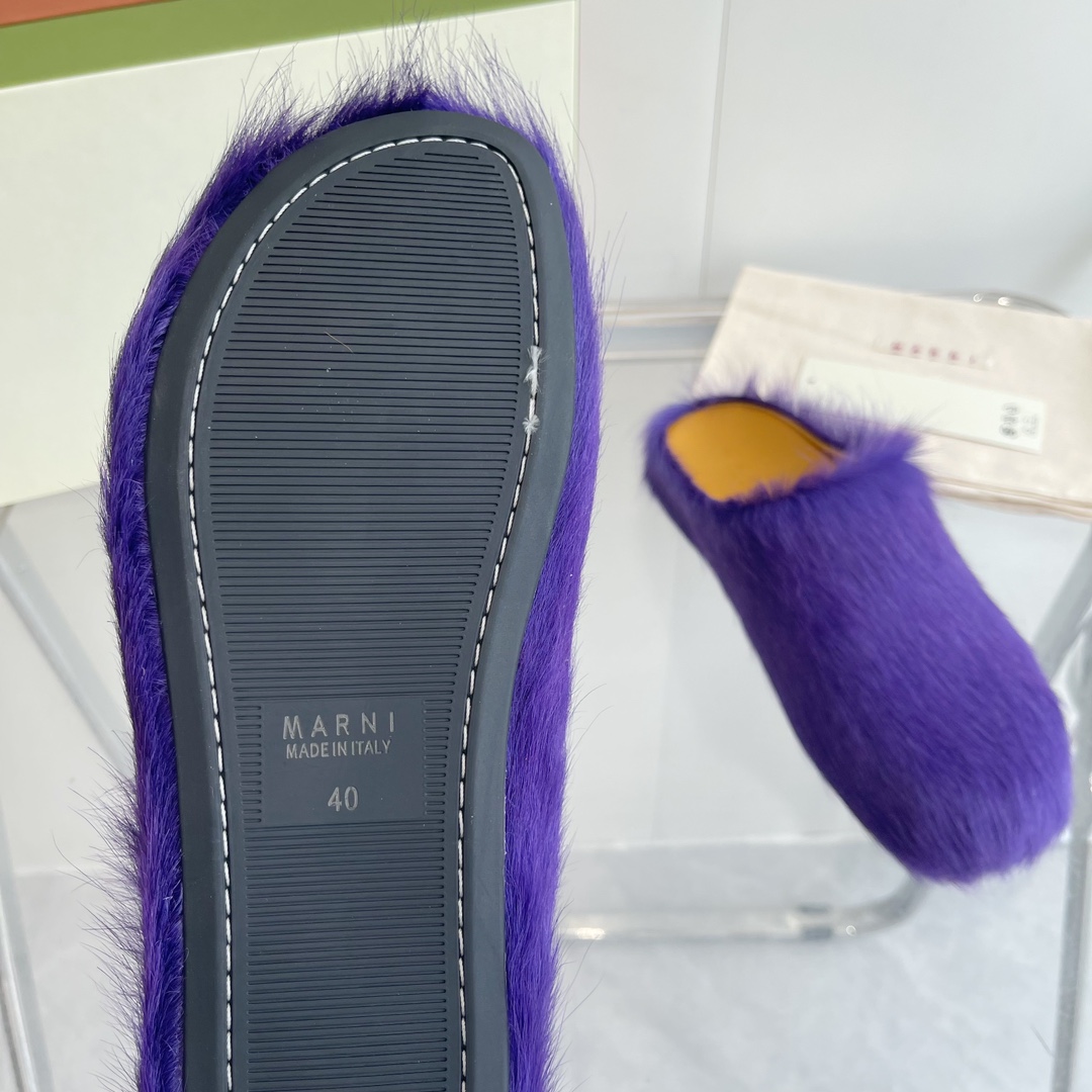 Marni Long Hair Calfskin Fussbett Sabot - EUR FASHION