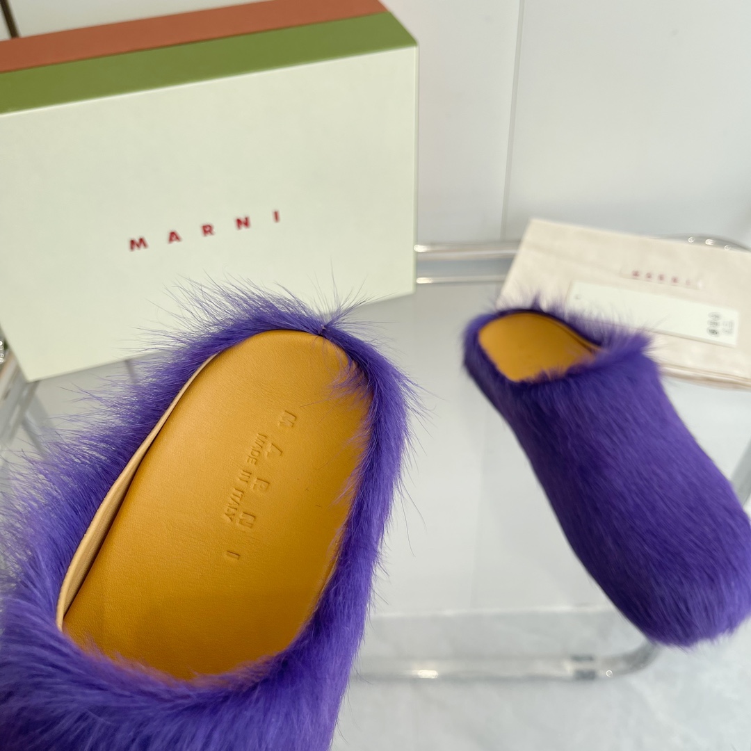 Marni Long Hair Calfskin Fussbett Sabot - EUR FASHION