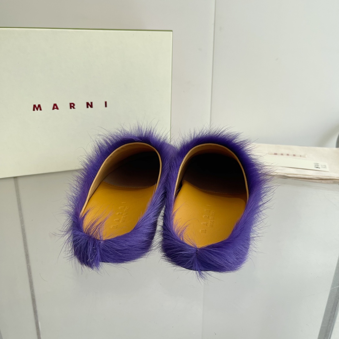 Marni Long Hair Calfskin Fussbett Sabot - EUR FASHION