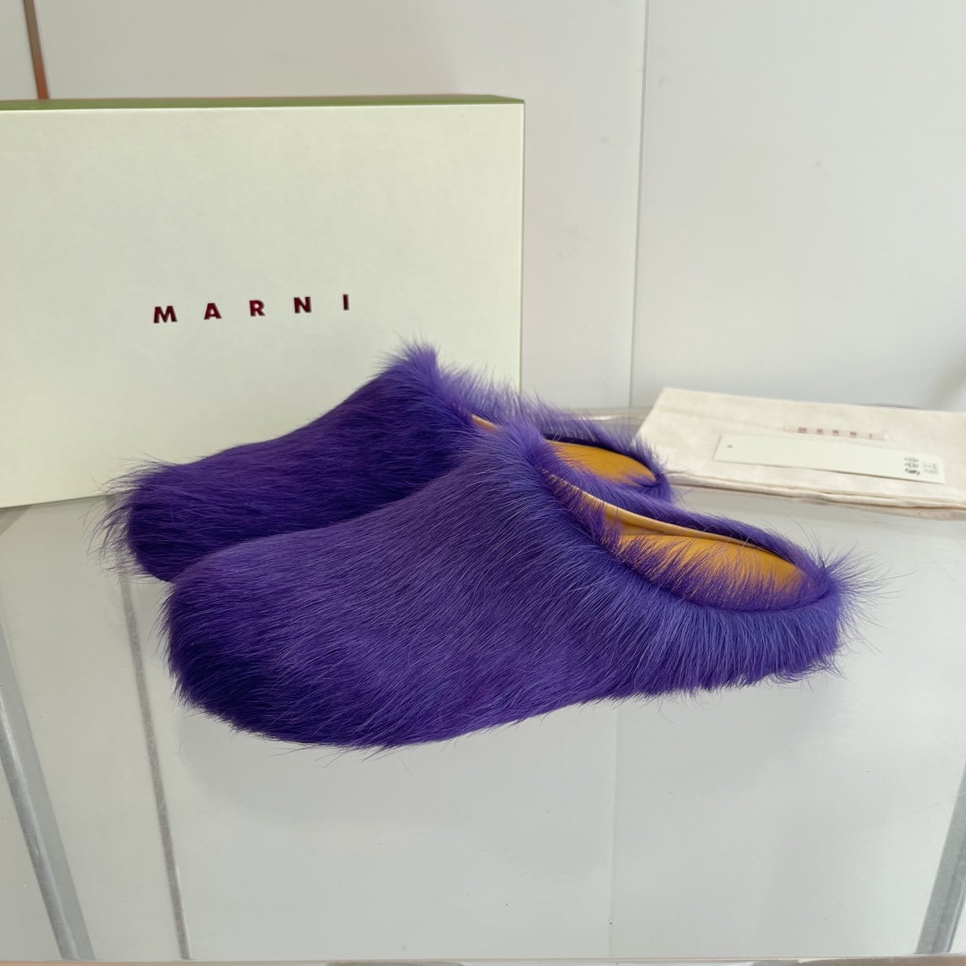 Marni Long Hair Calfskin Fussbett Sabot - EUR FASHION