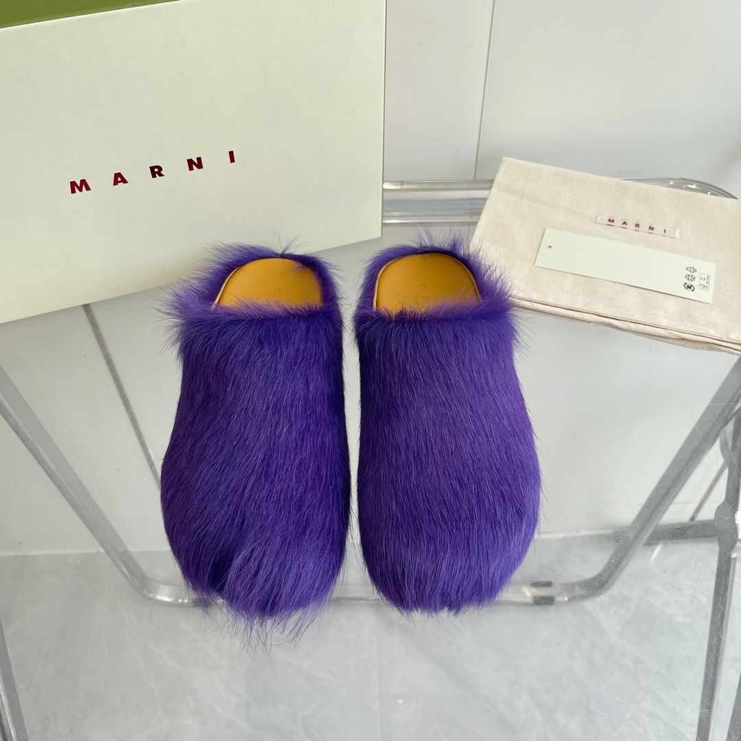 Marni Long Hair Calfskin Fussbett Sabot - EUR FASHION