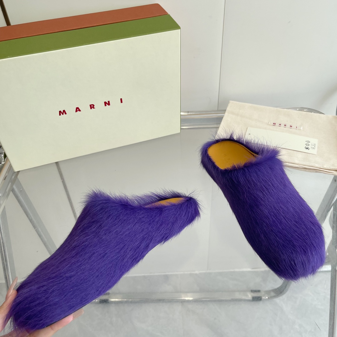Marni Long Hair Calfskin Fussbett Sabot - EUR FASHION
