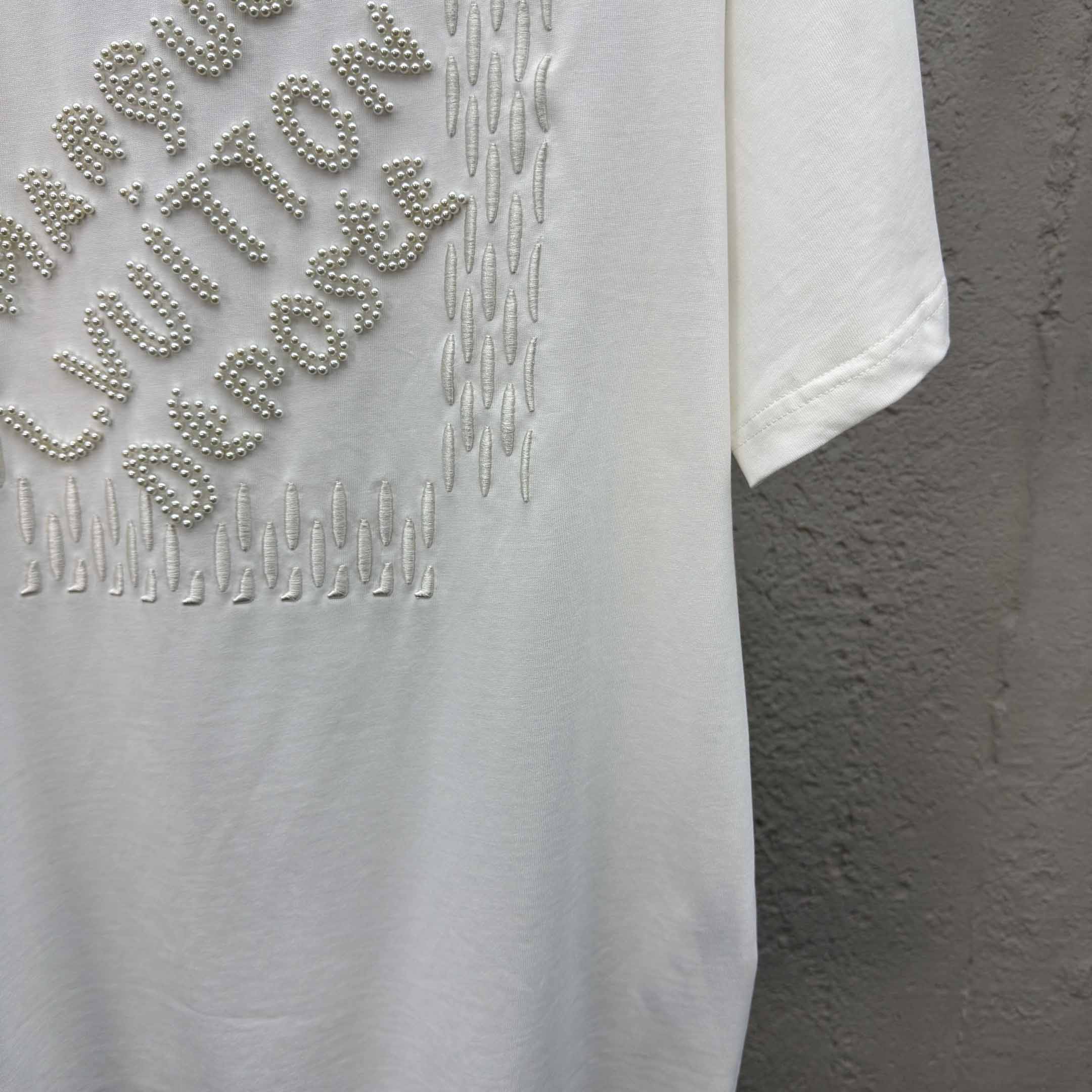 Louis Vuitton Embroidered Signature Cotton T-Shirt  1AFV77 - EUR FASHION